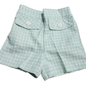 Vintage Buster Brown 3T Mint Green & White Shorts 60s 70s RARE Summer Gingham